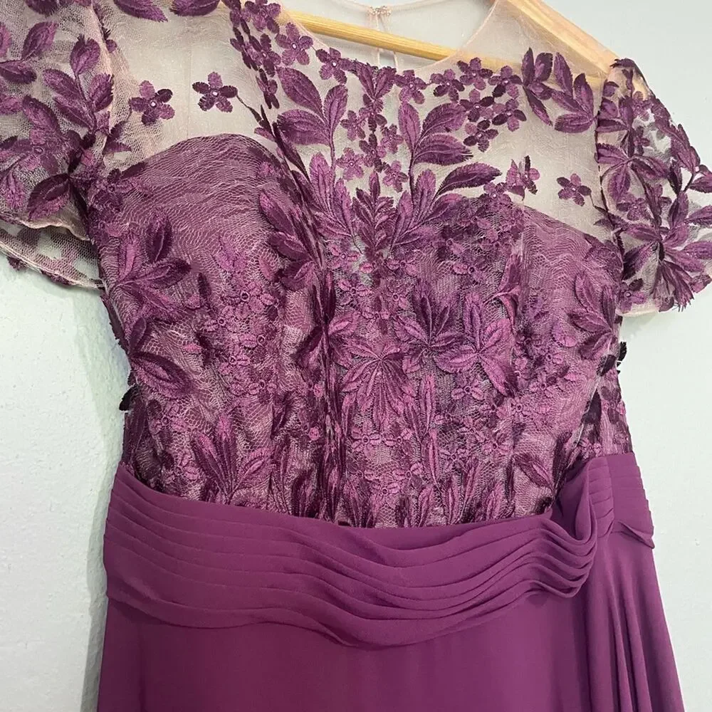 JS Collections Womens A-Line Embroidered Evening - Picture 5 of 11